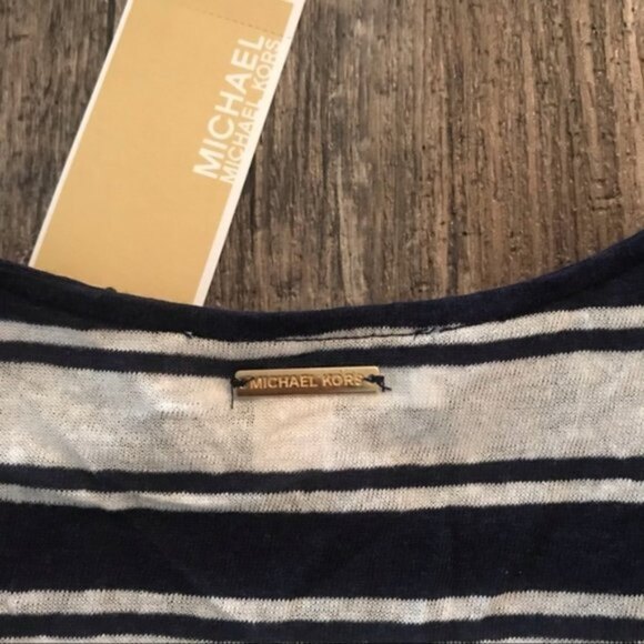Michael Michael Kors Striped Linen V-Neck Nautical Sleeveless Top (NWT) - Picture 4 of 5
